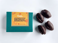 Blue Nibble Chocolate date box with five chocolate-covered dates