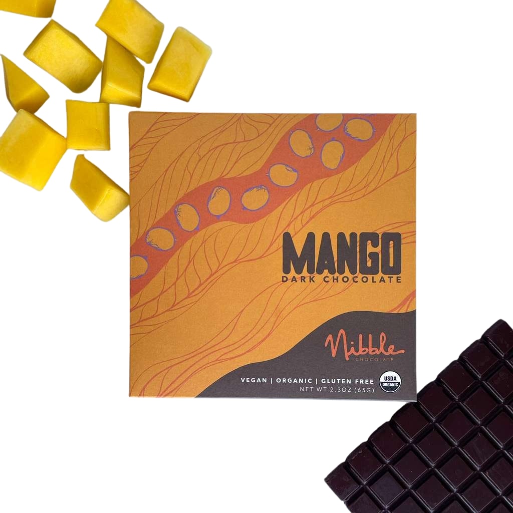 Nibble Chocolate bar — Mango dark chocolate, 65 g.