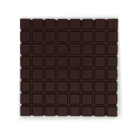 Unwrapped 70% dark chocolate bar square from Nibble Chocolate on white background