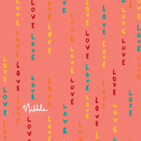 Valentine's Day themed wrapping paper with colorful text for truffle gift box